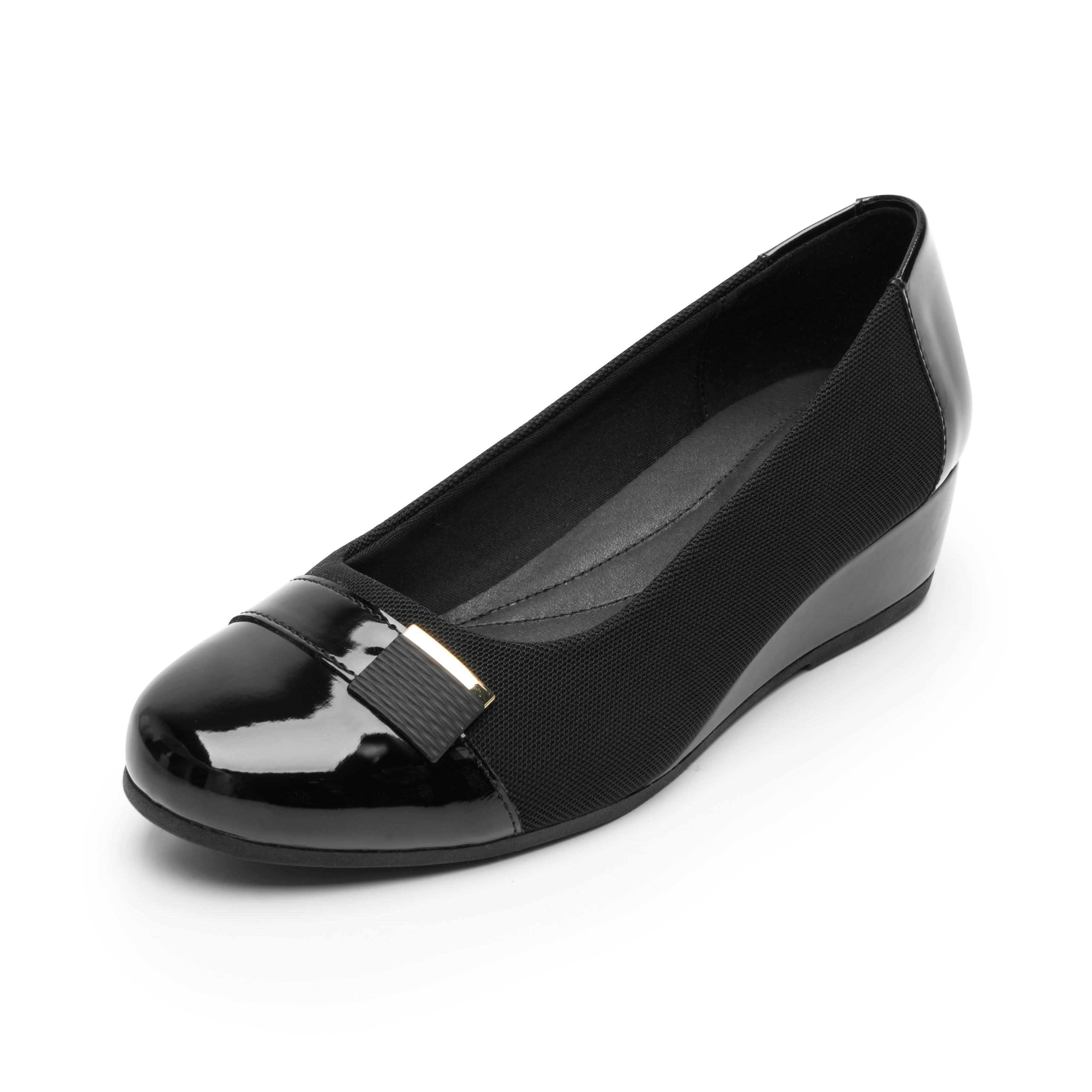 Zapato Balerina Cuña Para Dama Flexi 127004 Negro