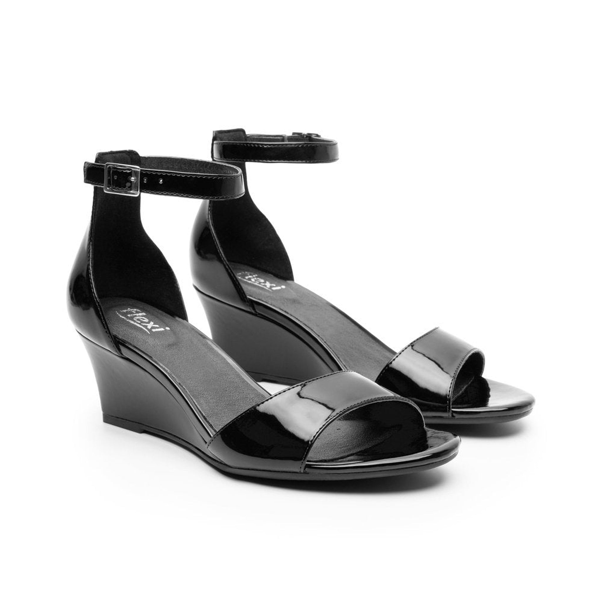 Sandalia Zapatilla Cuña Flexi Dama 128301 Negro Comfort Walk