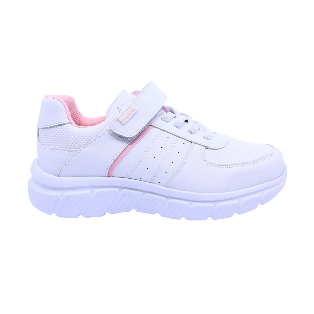 Tenis Coqueta para niña en piel blanco Balu con tira de contacto.