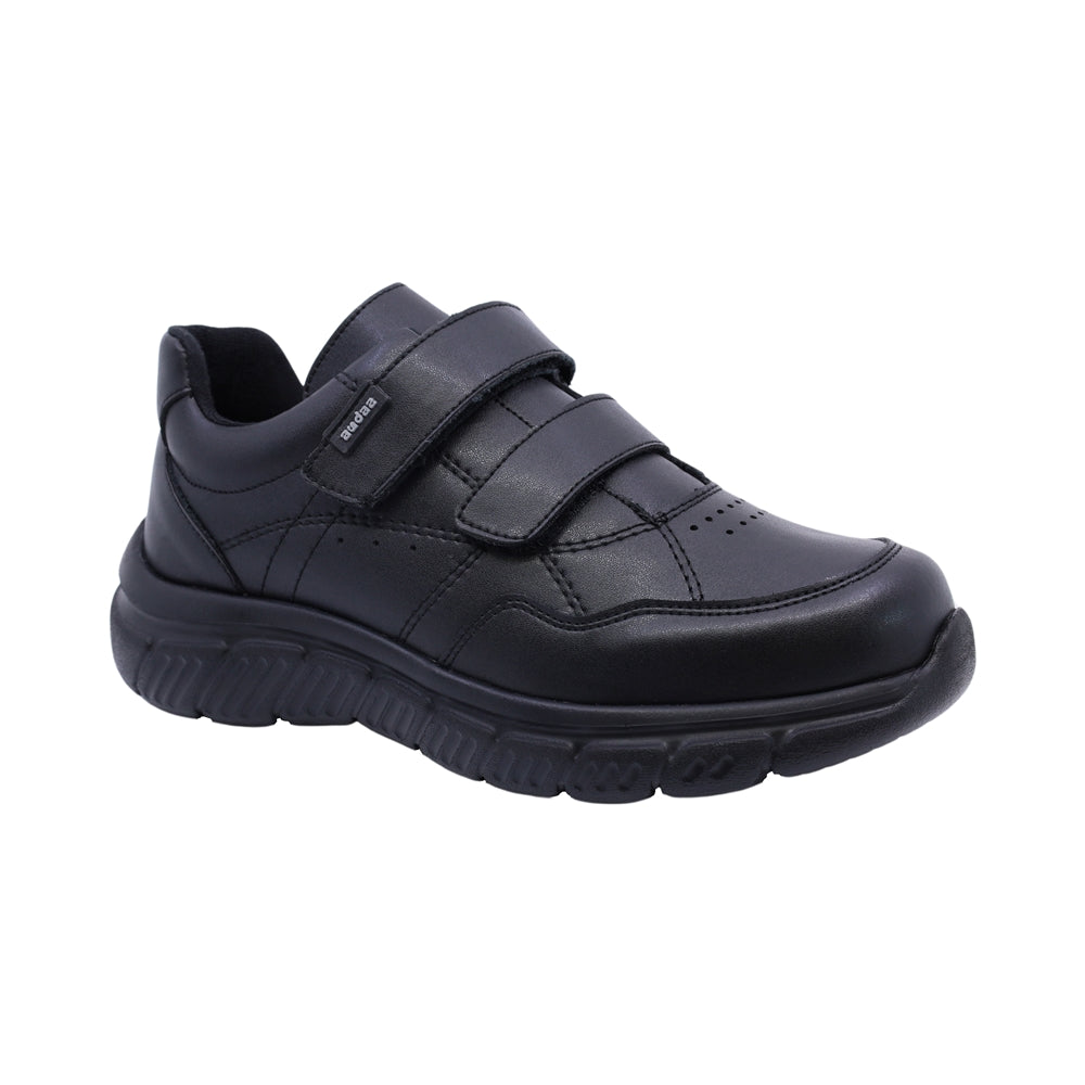 Tenis Audaz para niño en piel negro Balu con doble tira de contacto.
