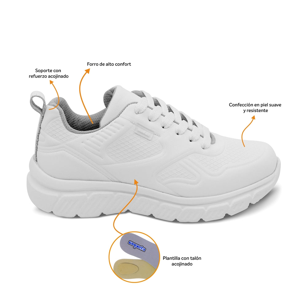 Tenis escolar Audaz para niño en piel blanco Balú con diseño texturizado