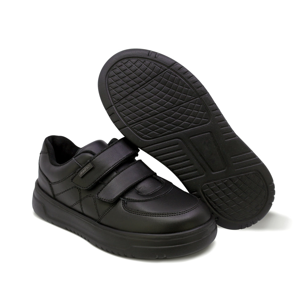 Tenis escolar Audaz para niño en piel negro Raptor con doble tira de contacto