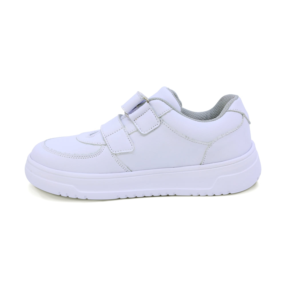 Tenis escolar Audaz para niño en piel blanco Raptor con doble tira de contacto