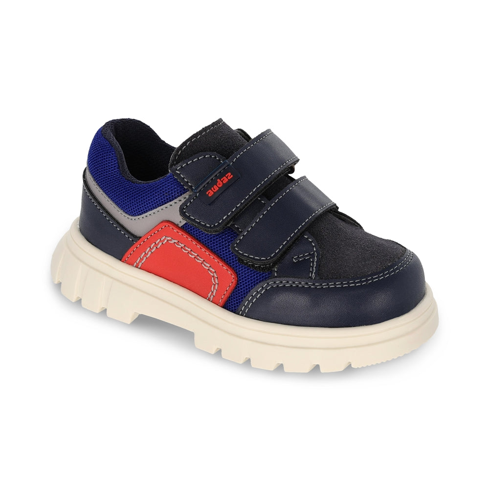 Zapato Audaz para niño en sintético azul marino Thunder con doble de tira de contacto