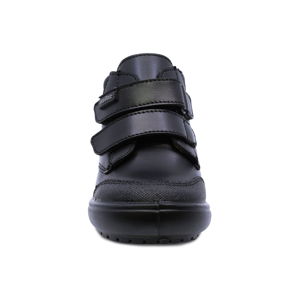 Bota escolar Audaz para niño de piel en negro Castor con puntera antirraspaduras
