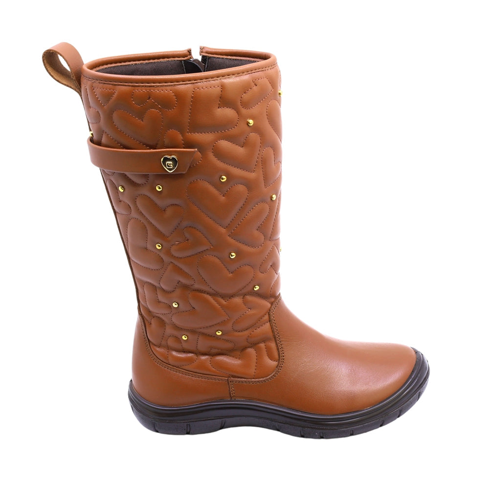 Bota Coqueta para niña en sintético miel Monkey con cierre lateral