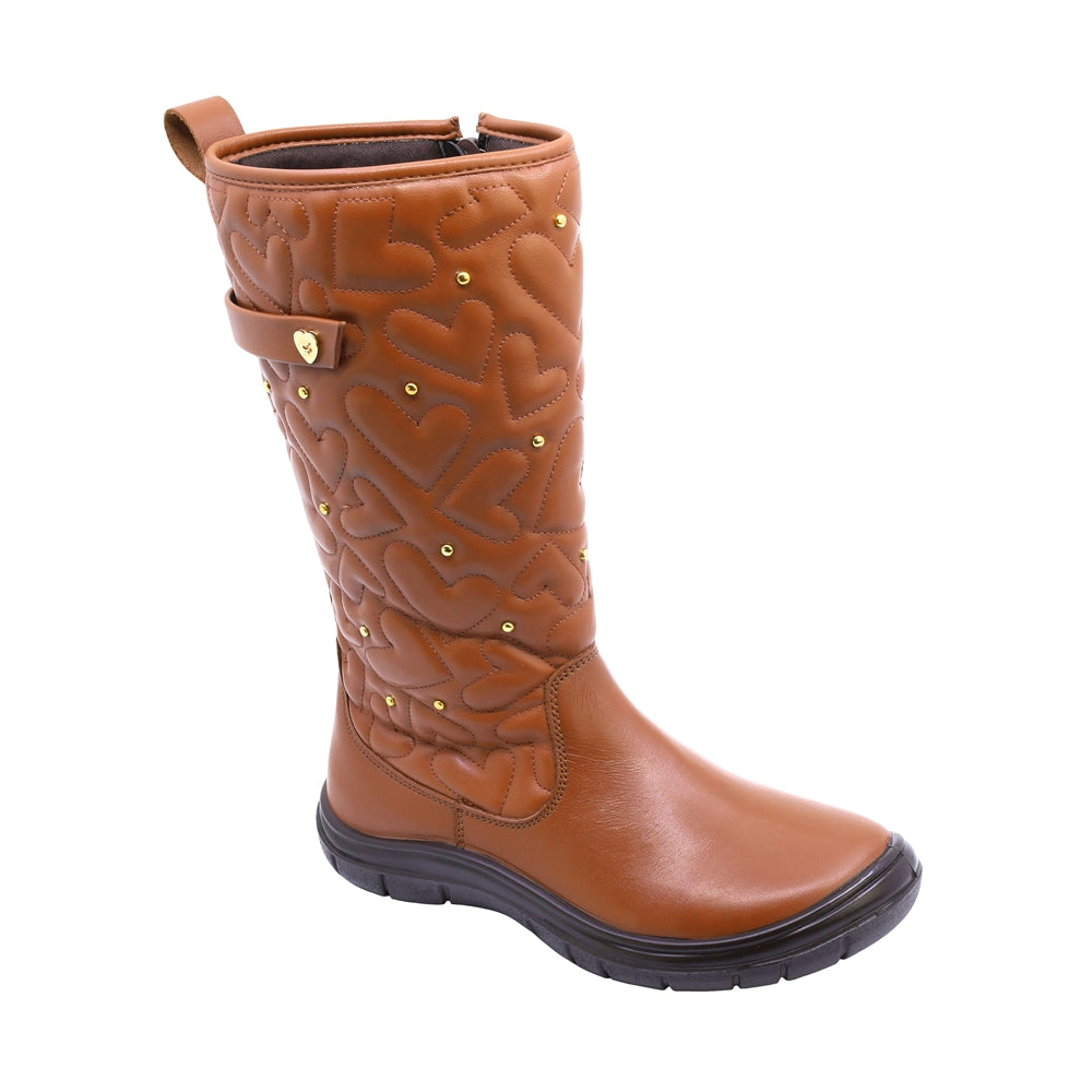 Bota Coqueta para niña en sintético miel Monkey con cierre lateral