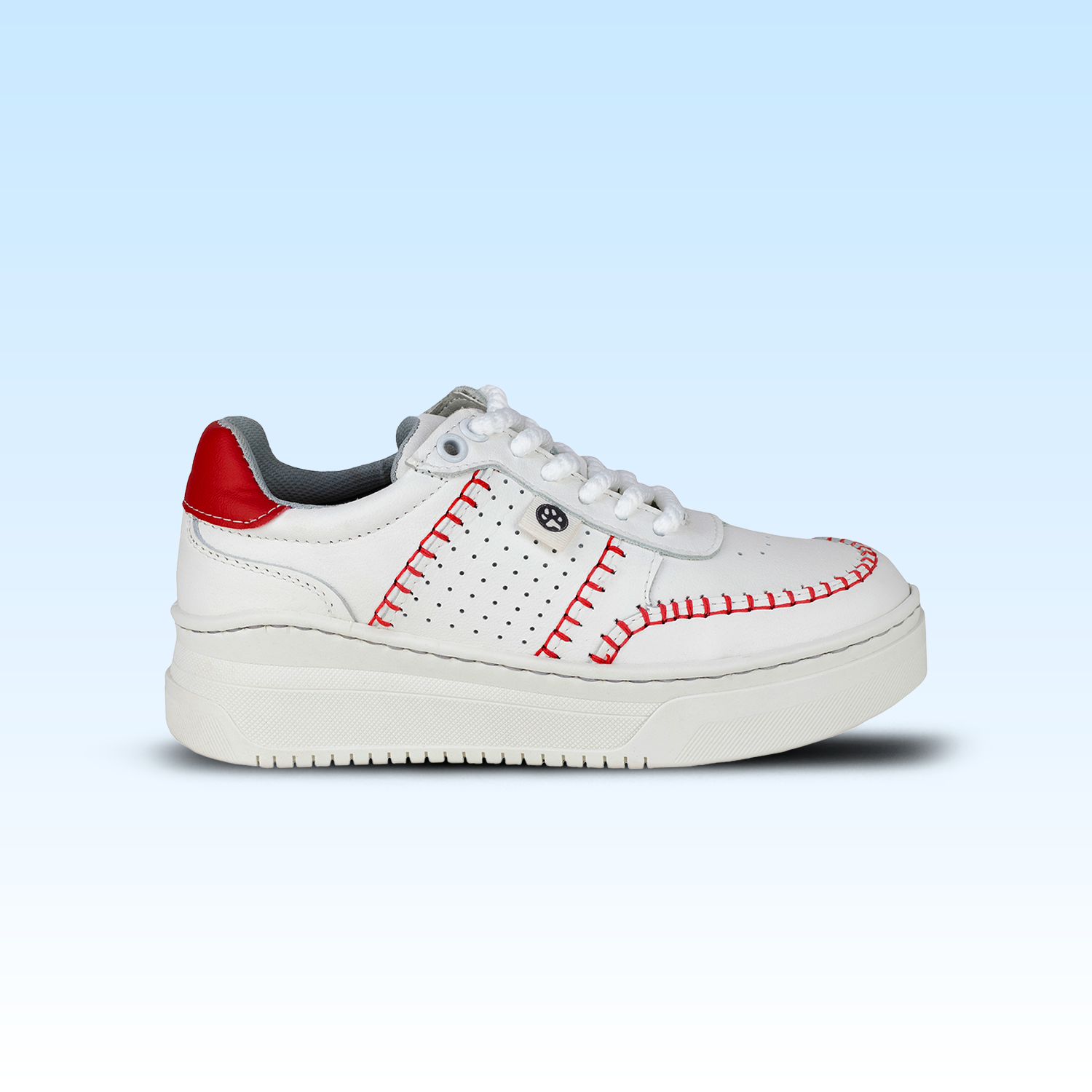 Tenis Tejidos Suela Gruesa Casual Para Dama Lobo Solo 5765DA Blanco Rojo