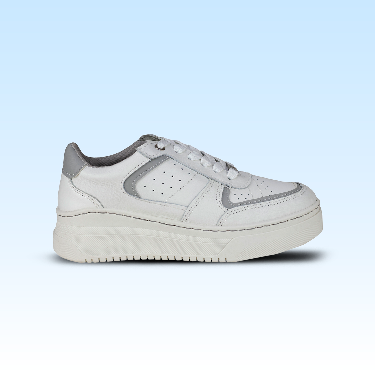 Tenis Tejido Suela Gruesa Casual Para Dama Lobo Solo 5766DA Blanco