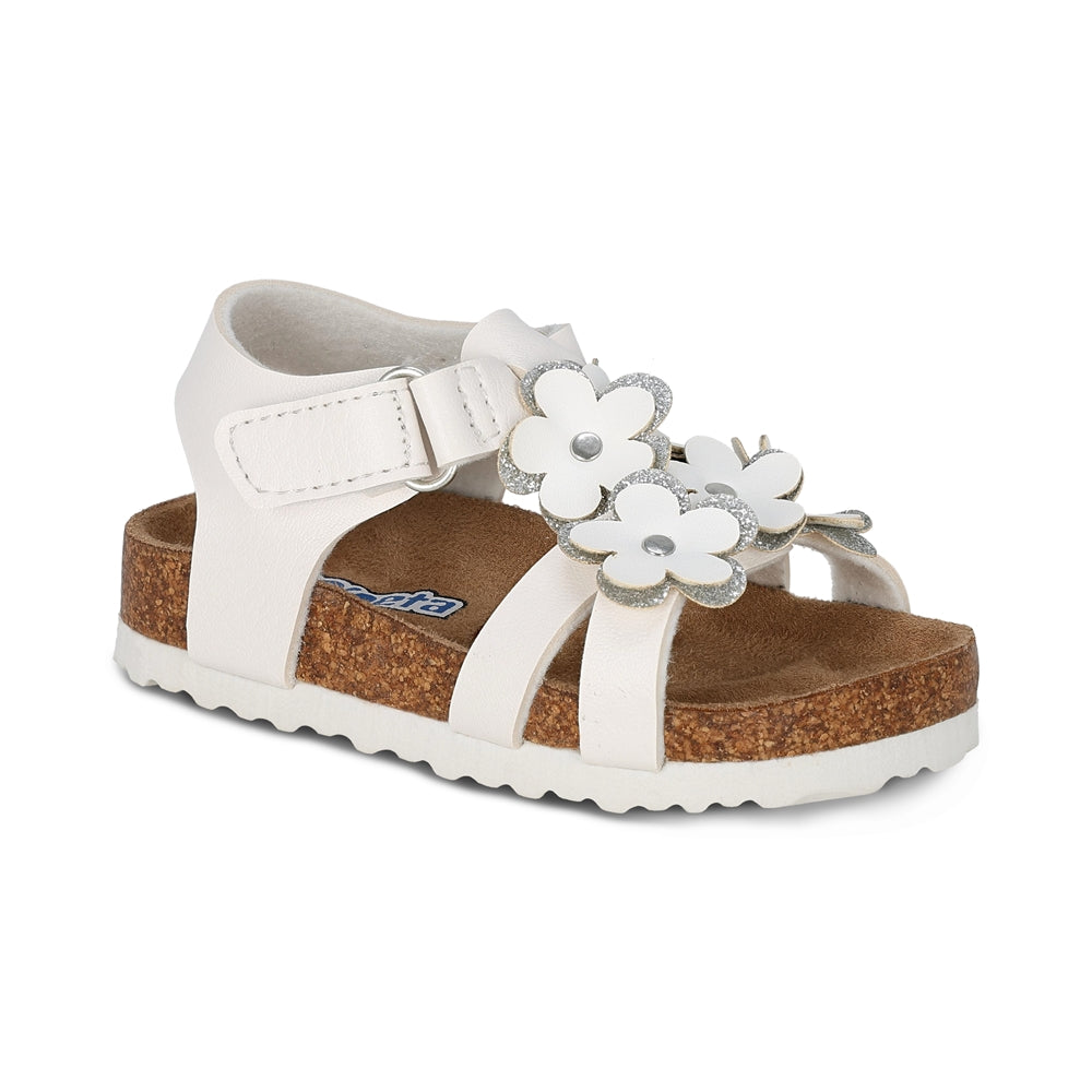 Sandalia Coqueta para niña en sintético blanco Moana con tira de contacto.