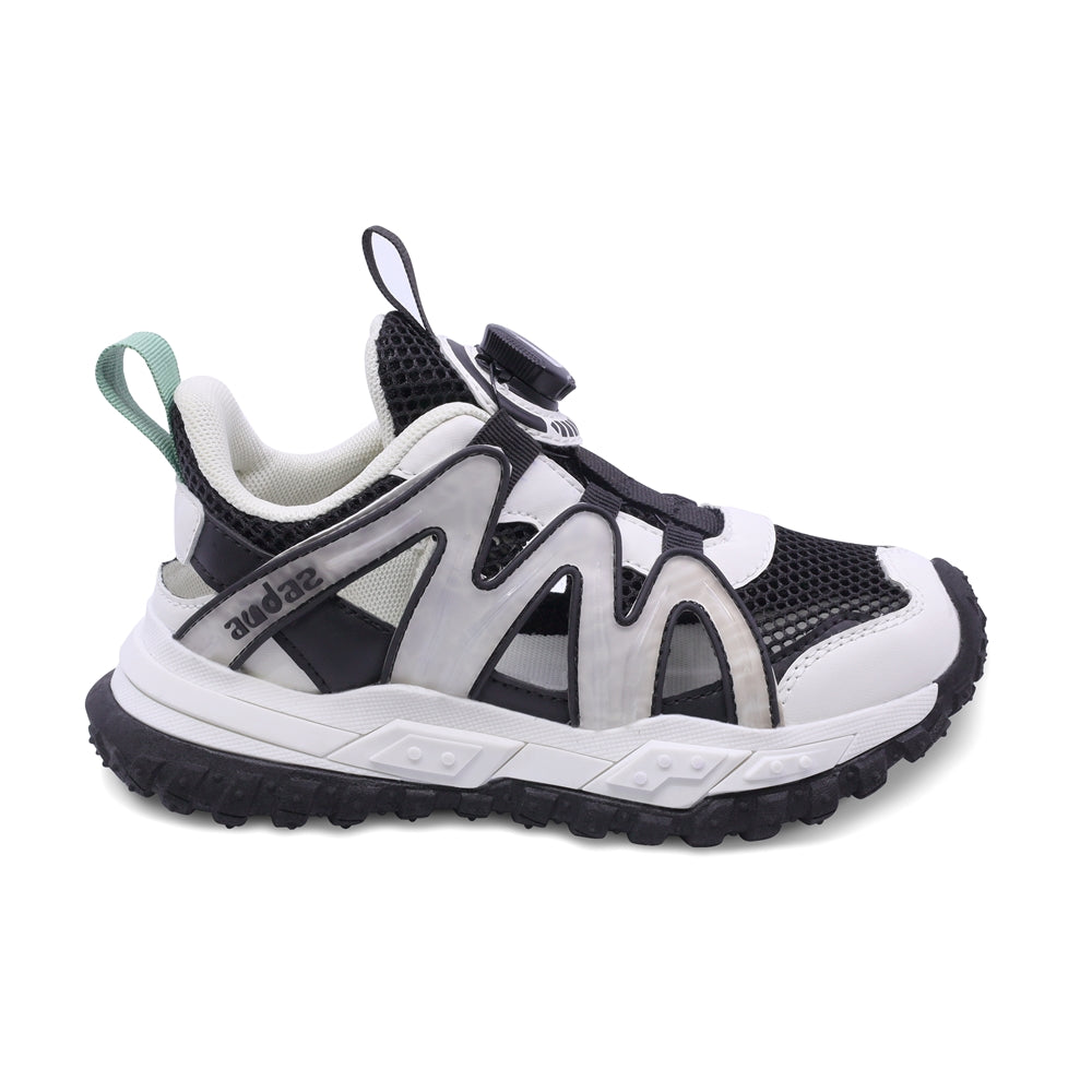 Tenis Audaz para niño en textil negro Krusty con Twist and Pop.