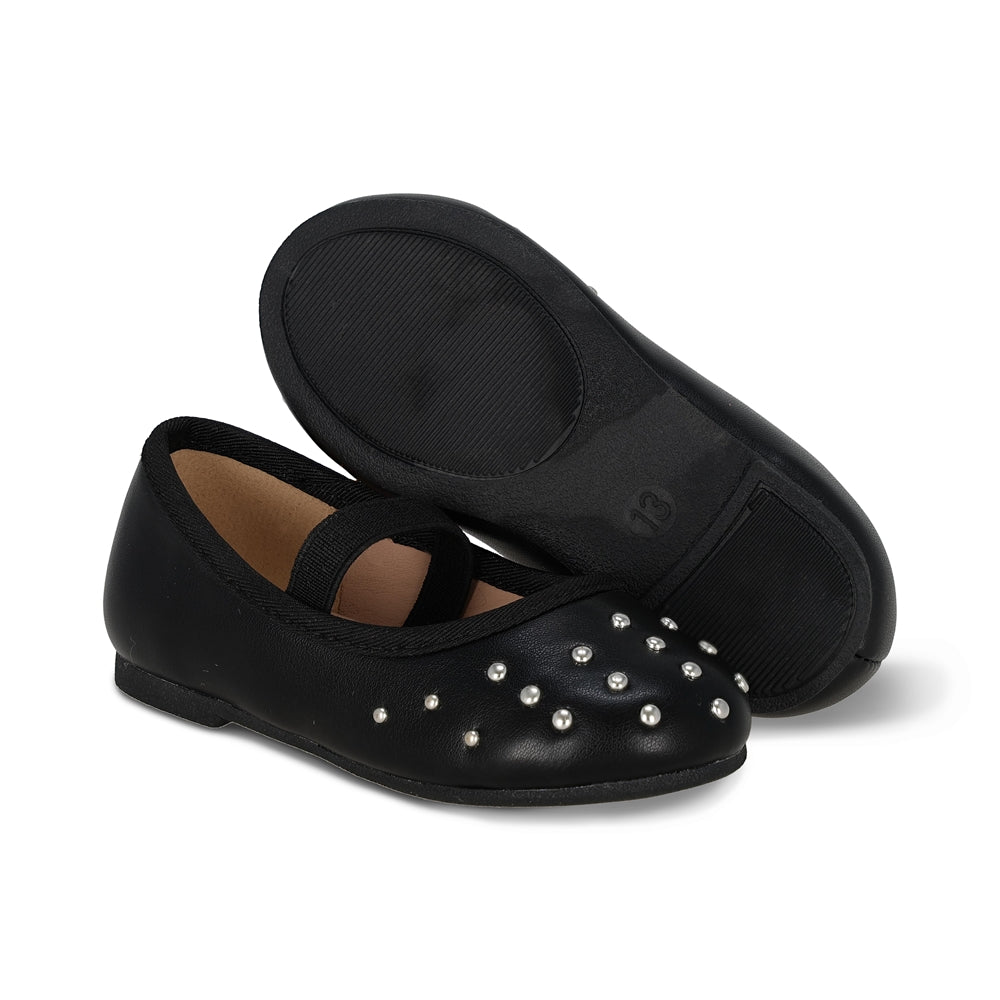 Balerina Coqueta para niña en sintético negro Lassie con detalles metálicos.