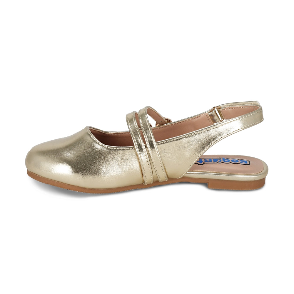Balerina Coqueta para niña en sintético oro Praga con hebilla doble.