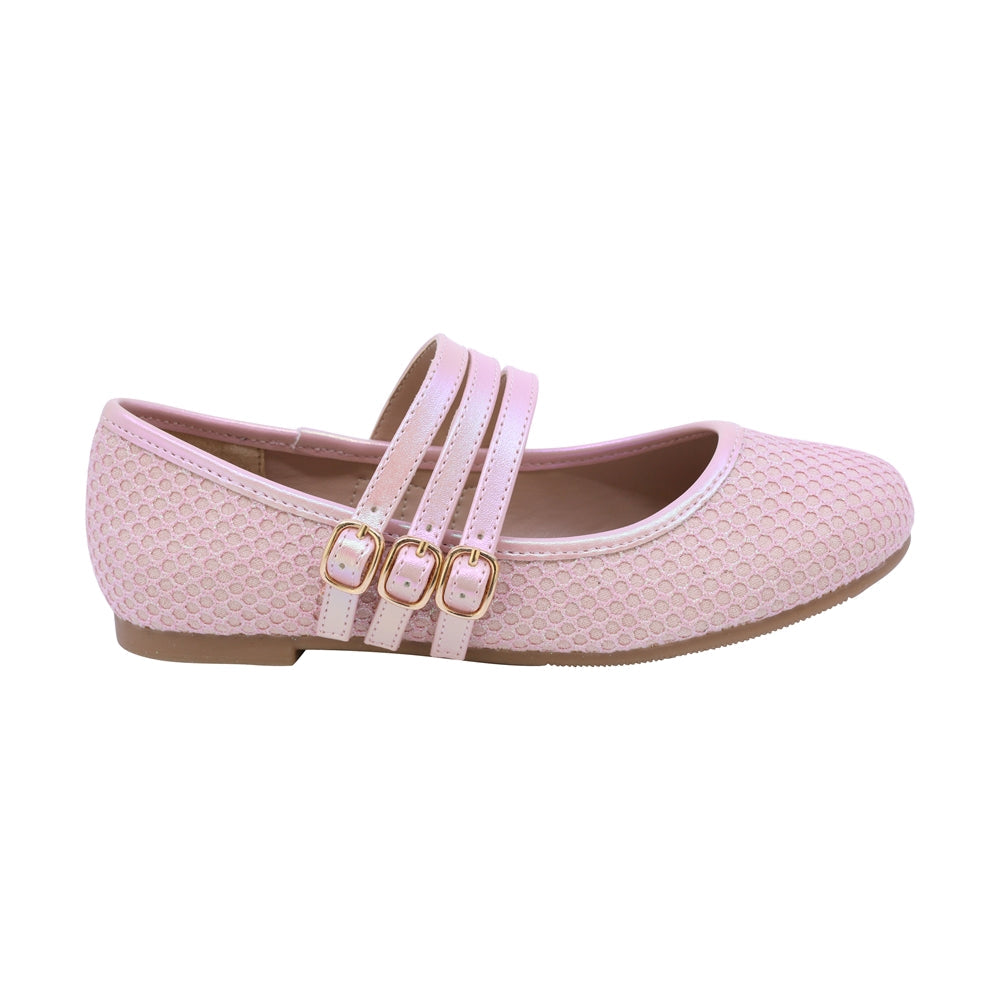 BALERINA COQUETA PARA NIÑA EN SINTÉTICO COLOR ROSA YUUKI CON TRIPLE HEBILLA