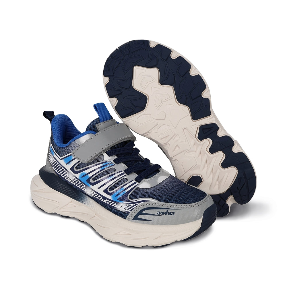 Tenis Audaz para niño en sintético azul Indiana ajuste de tira de contacto.