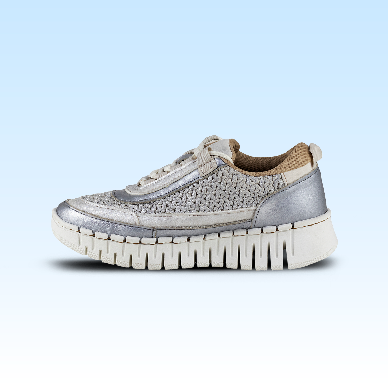 Tenis Casual Dama Lobo Solo Milo 4946 Algodón plata