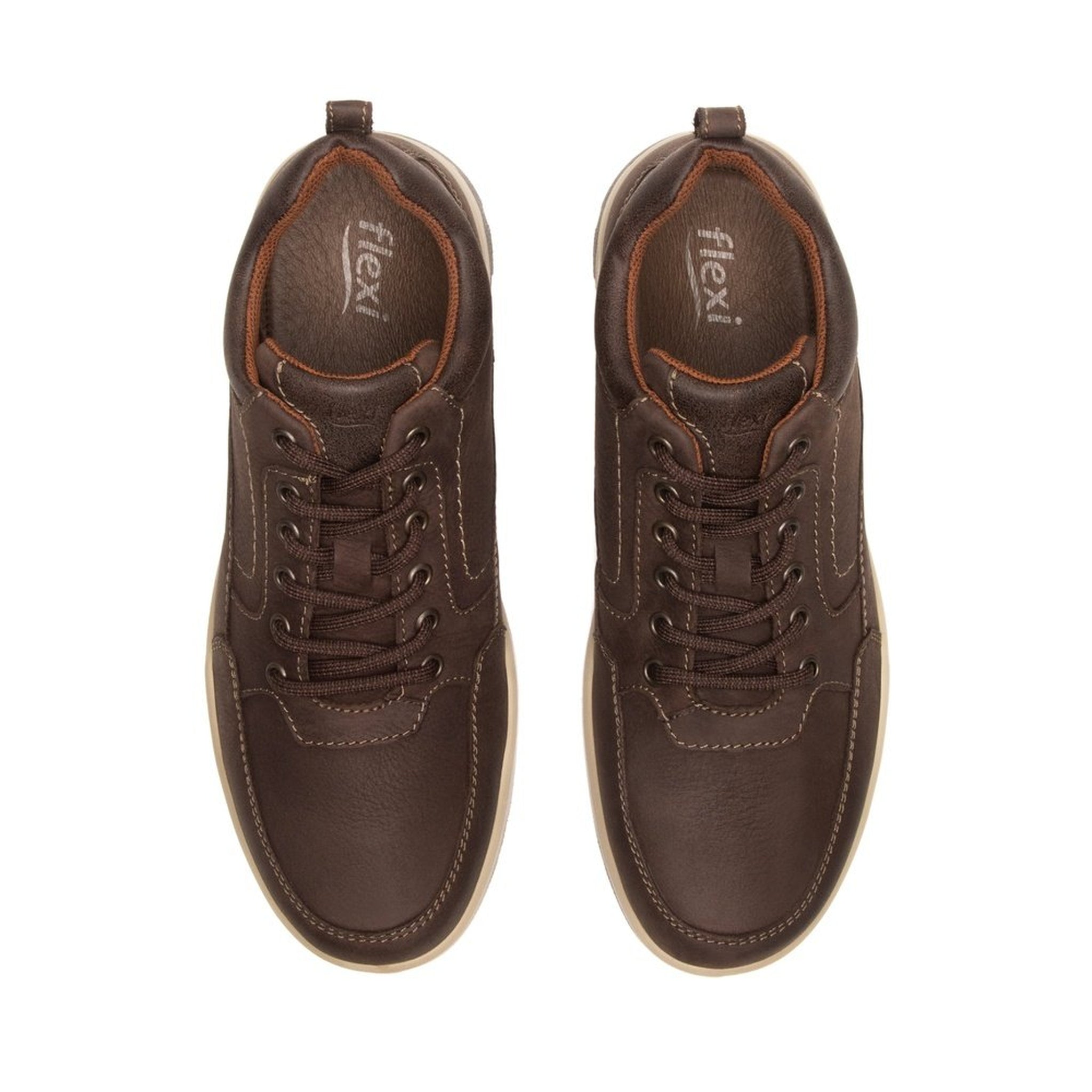 Tenis Sneakers Para Hombre Casuales Flexi 414907 Piel Café