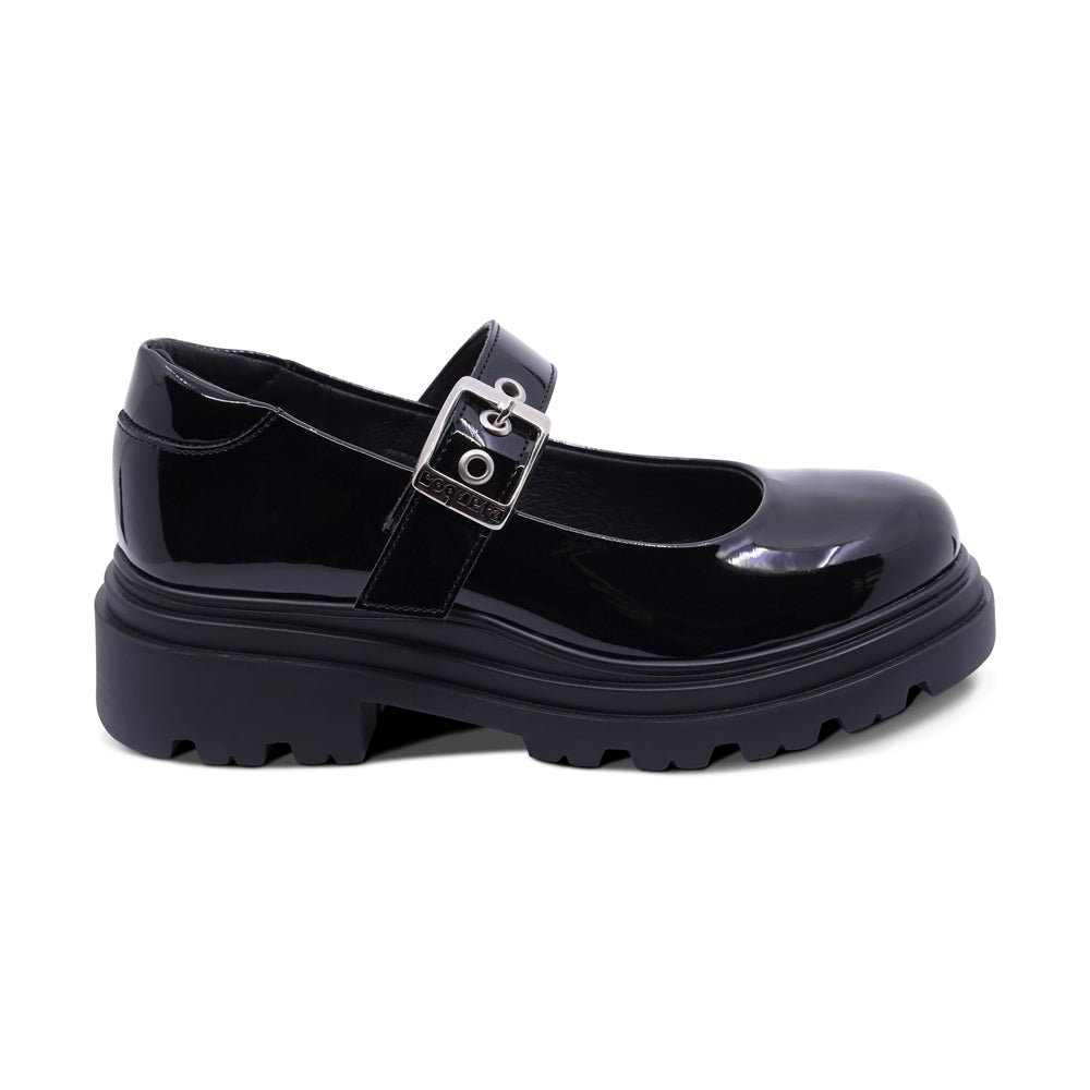 Zapato escolar Coqueta para niña charol negro Jazz con hebilla