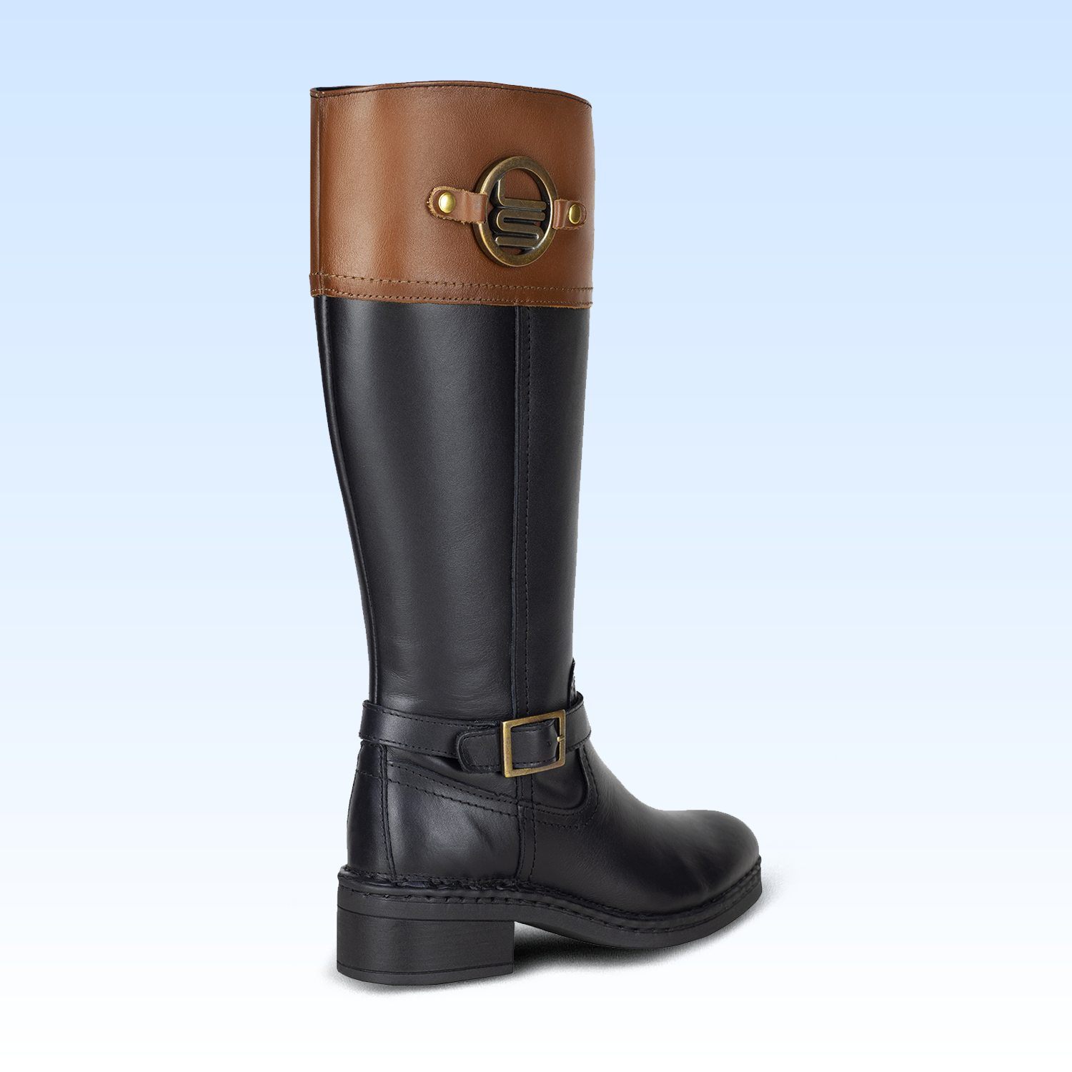 Bota Larga Para Dama Lobo Solo 5083 Negro Miel