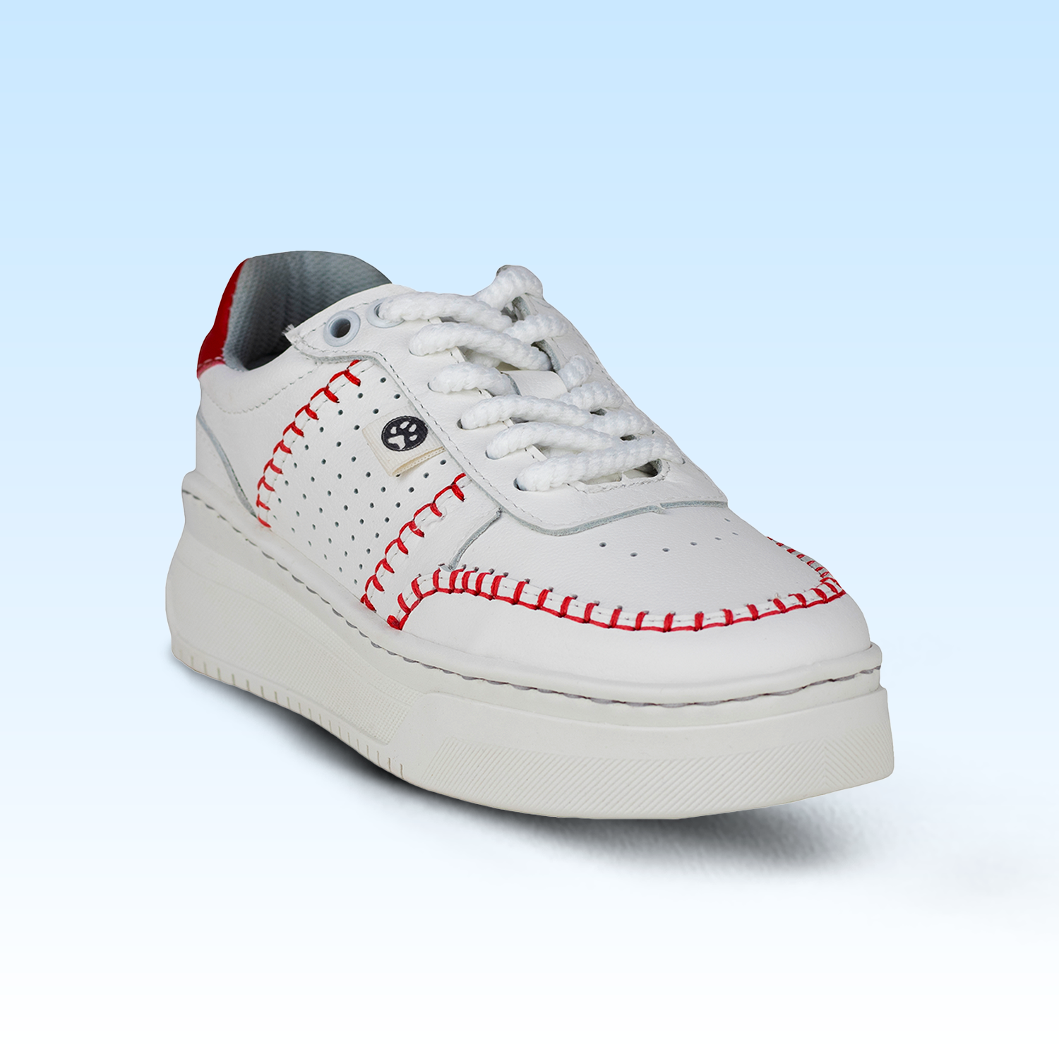Tenis Tejidos Suela Gruesa Casual Para Dama Lobo Solo 5765DA Blanco Rojo