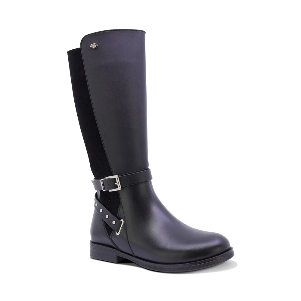 BOTA COQUETA PARA NIÑA DE SINTÉTICO COLOR NEGRO CANUTA CON CIERRE