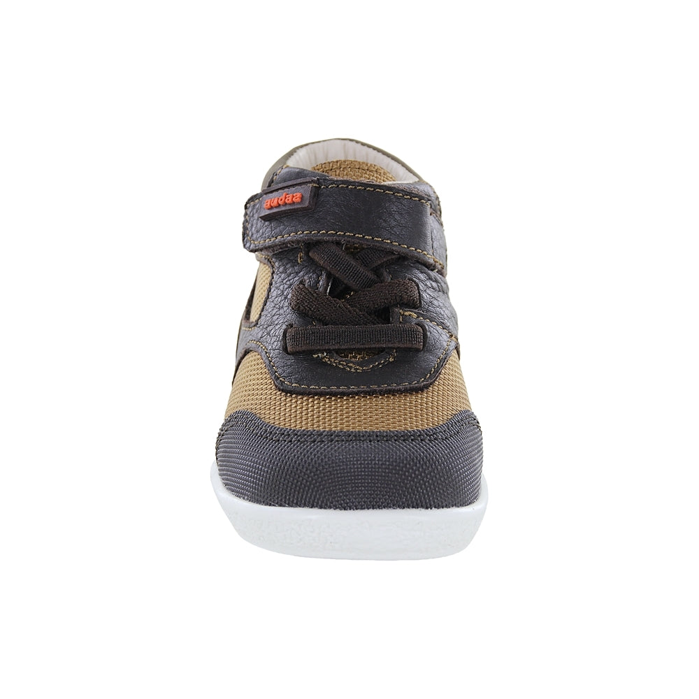 Botita Audaz para niño Piel Café Panky con tira de contacto