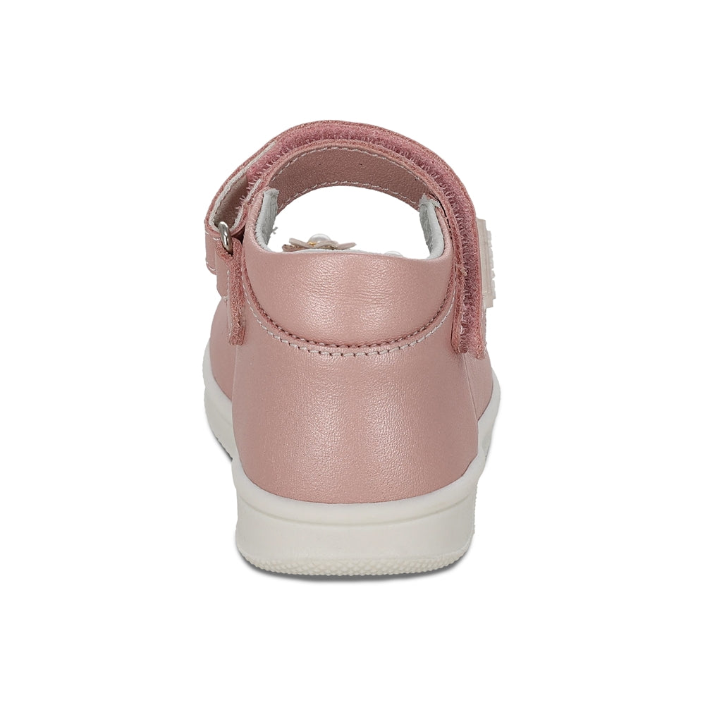 Zapato Coqueta para niña en piel rosa Teddy con tira de contacto.