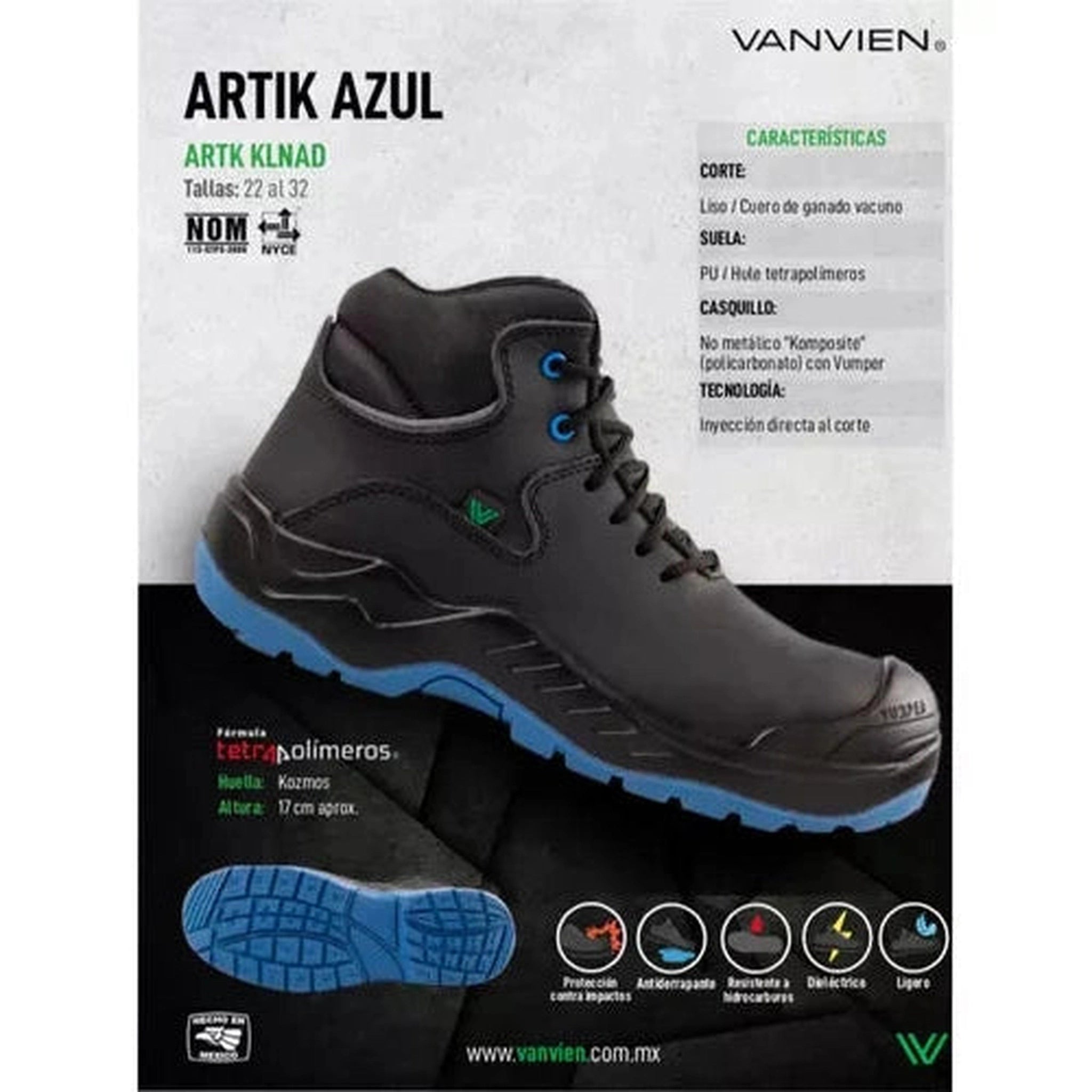 Bota Industrial Dieléctrica Tipo II + III PP+D Caballero Van Vien ARTK KLNAD Negro