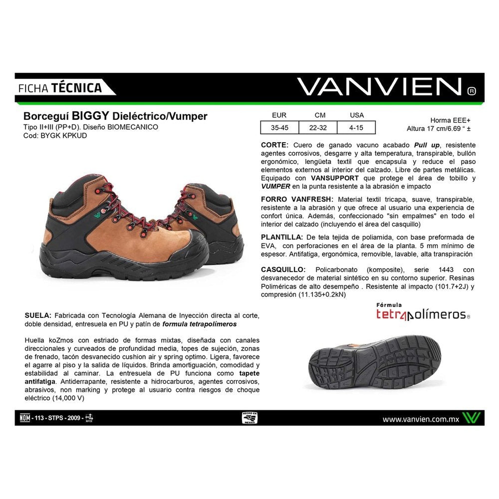 Bota Para Hombre Industrial Van Vien BYGKKPKUD Café Dielectrico