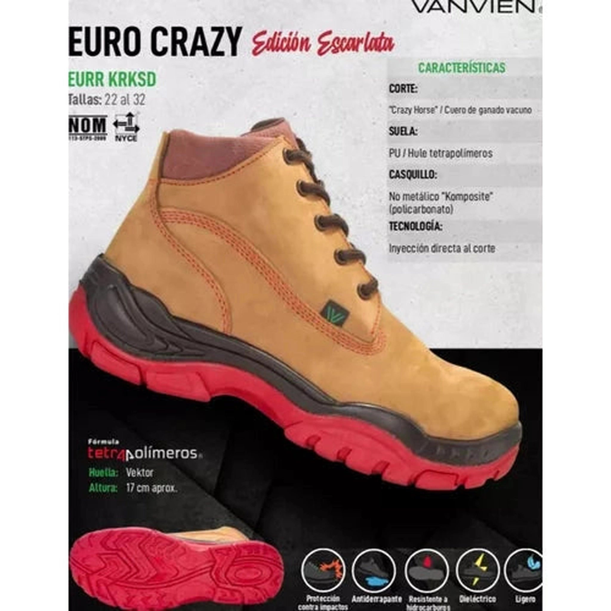 Bota Industrial Dieléctrica Tipo II + III PP+D Caballero Van Vien EURR KRKSD Café