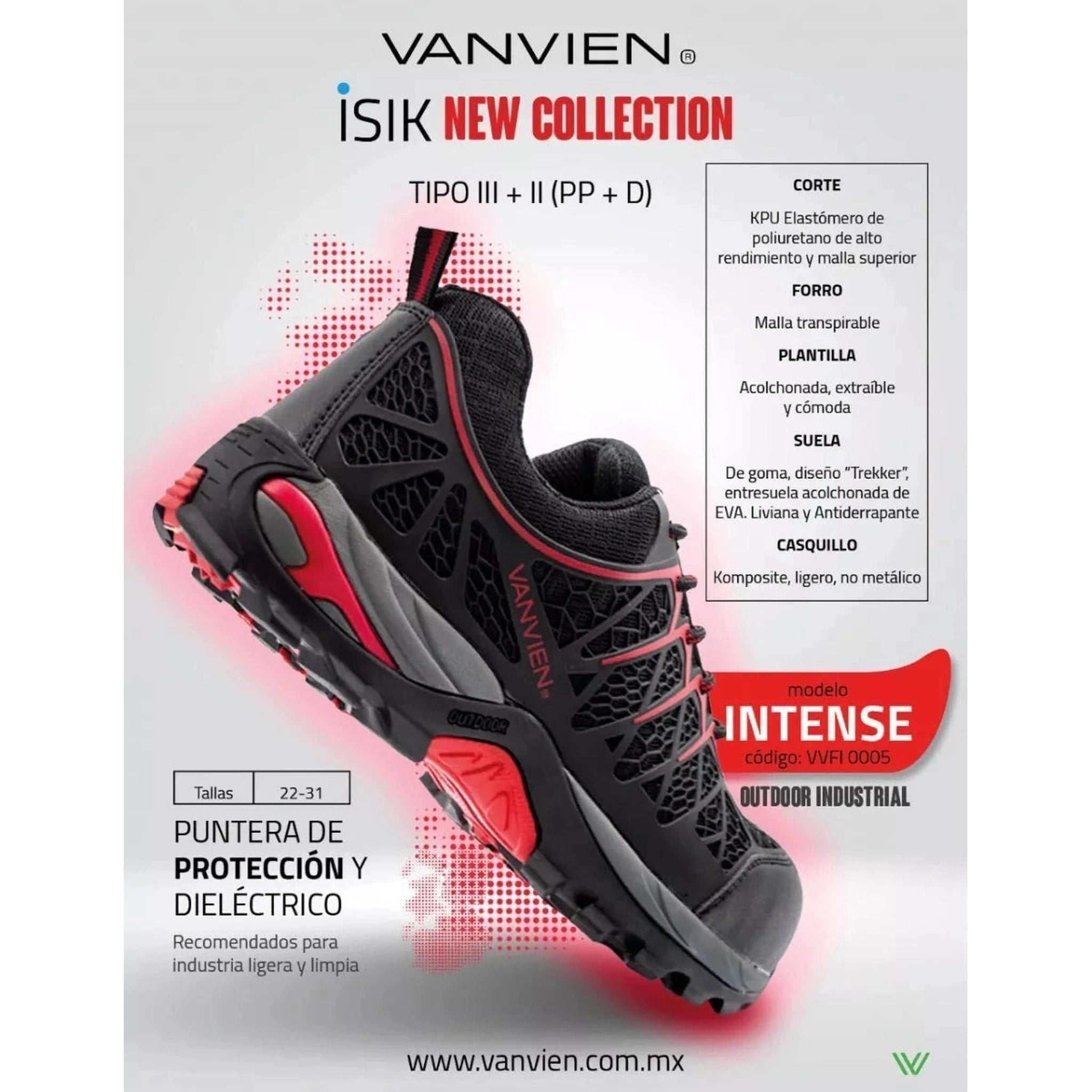 Tenis Bota Industrial Dieléctrica Tipo II + III PP+D Caballero Van Vien VVFI05 Negro