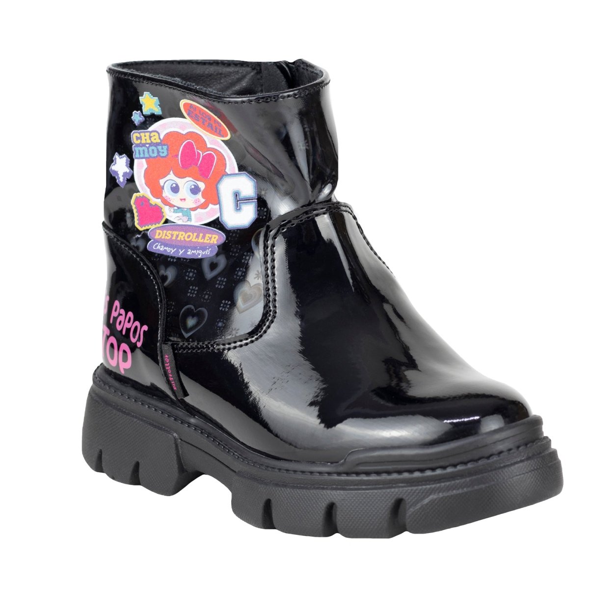 Botin Casual Para Niña Distroller 64303 - 2A Charol Negro 22 - 24 643032A - 220 - CHN - Roma Zapaterías
