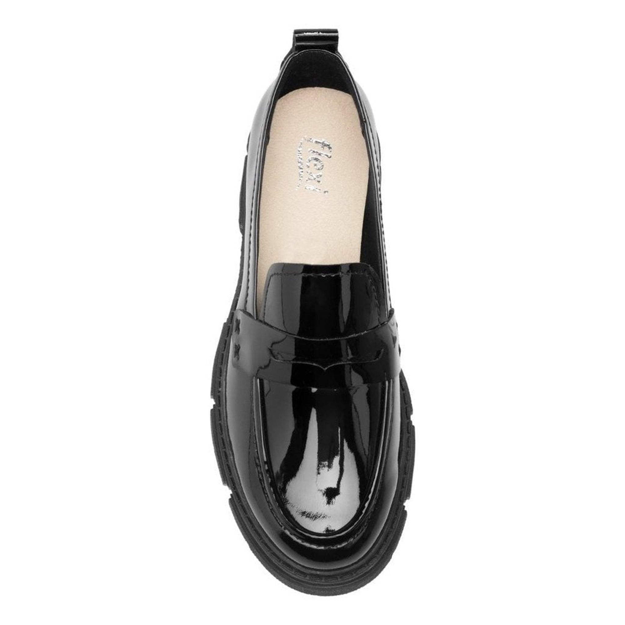 Mocasin Loafer De Charol Urbano De Mujer Flexi 124602 Negro