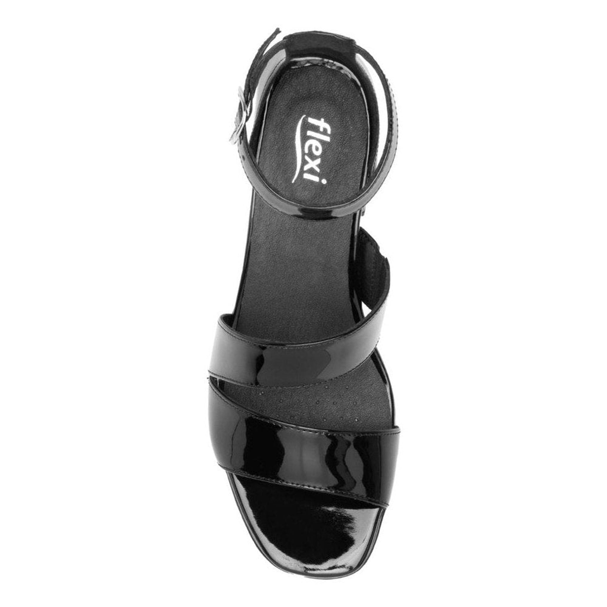 Sandalia De Mujer Con Tacón Flexi Comfort Walk 123004 Charol Negro