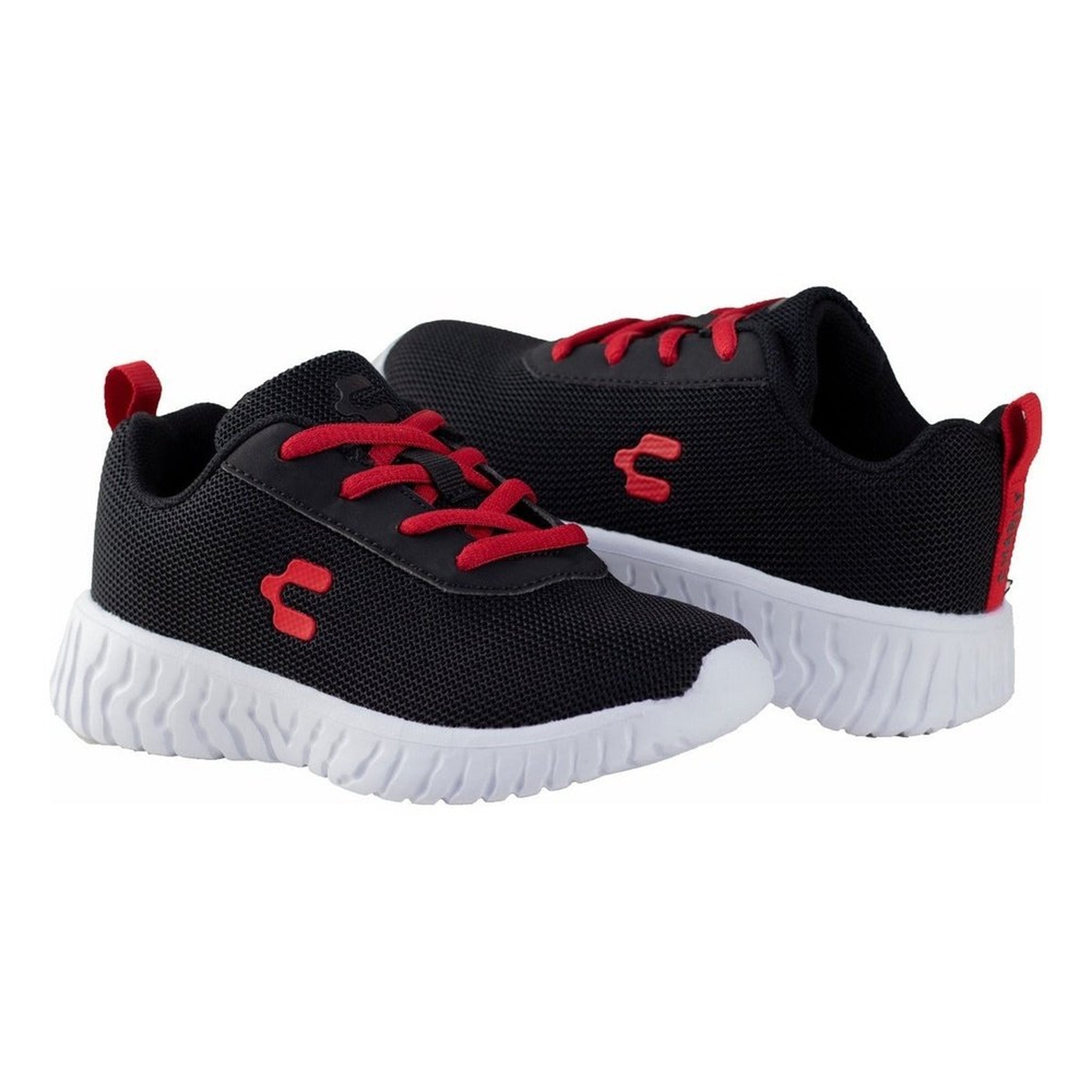 Tenis Charly Kids Negro Rojo Running Niño 1098314 Confort