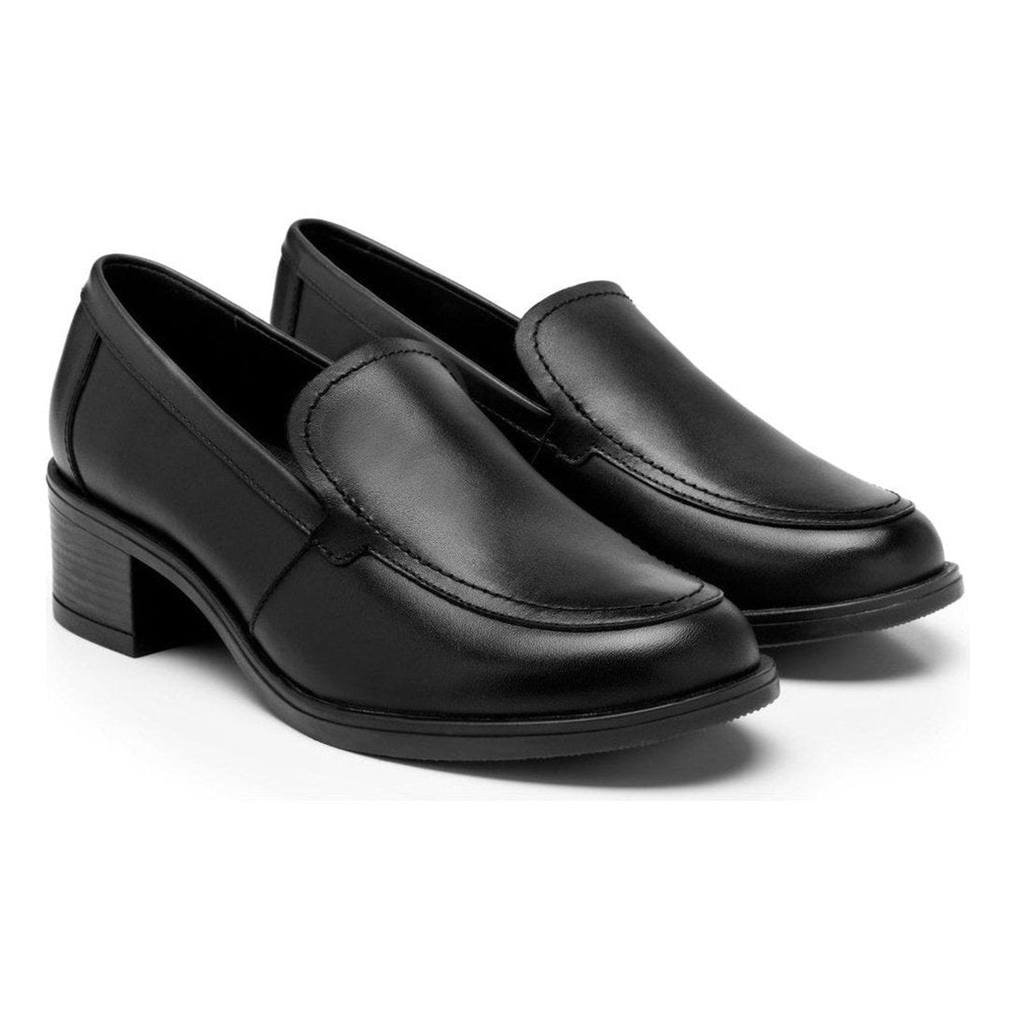 Mocasines Loafer Con Tacon De Mujer Flexi 119509 Piel Negro