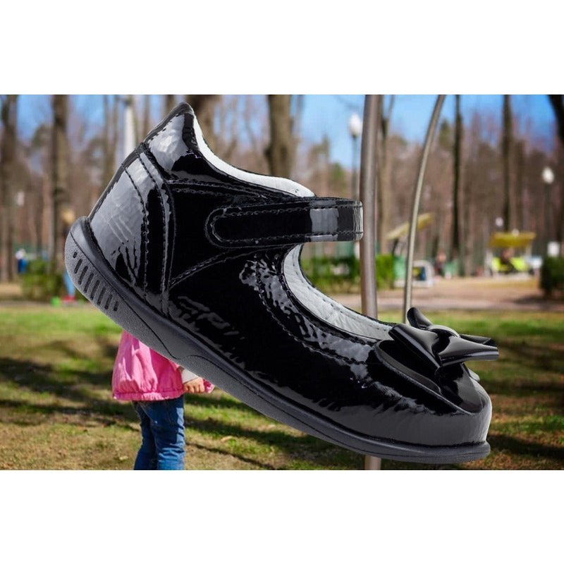 Zapato De Charol Para Niña Chabelo Moño Clasico C79-d Negro