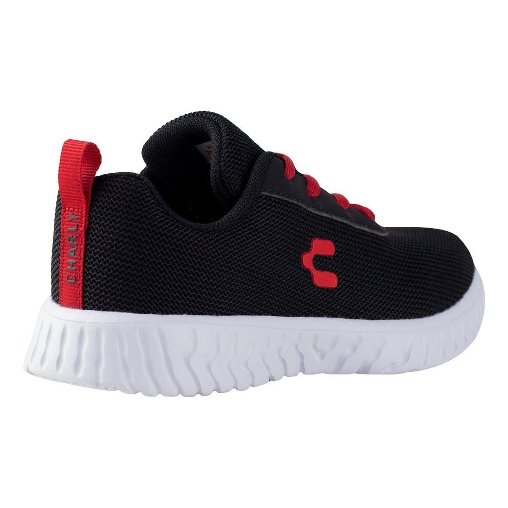 Tenis Charly Kids Negro Rojo Running Niño 1098314 Confort