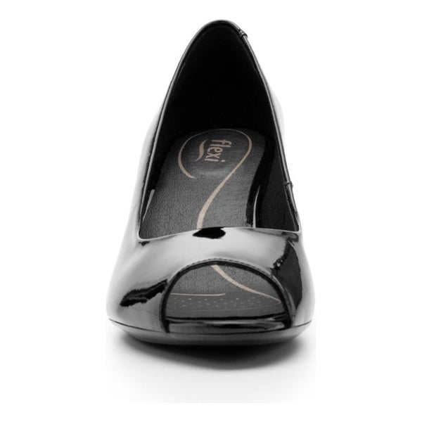 Zapatillas De Mujer Semi Vestir Con Tacon Flexi 124404 Charol Negro