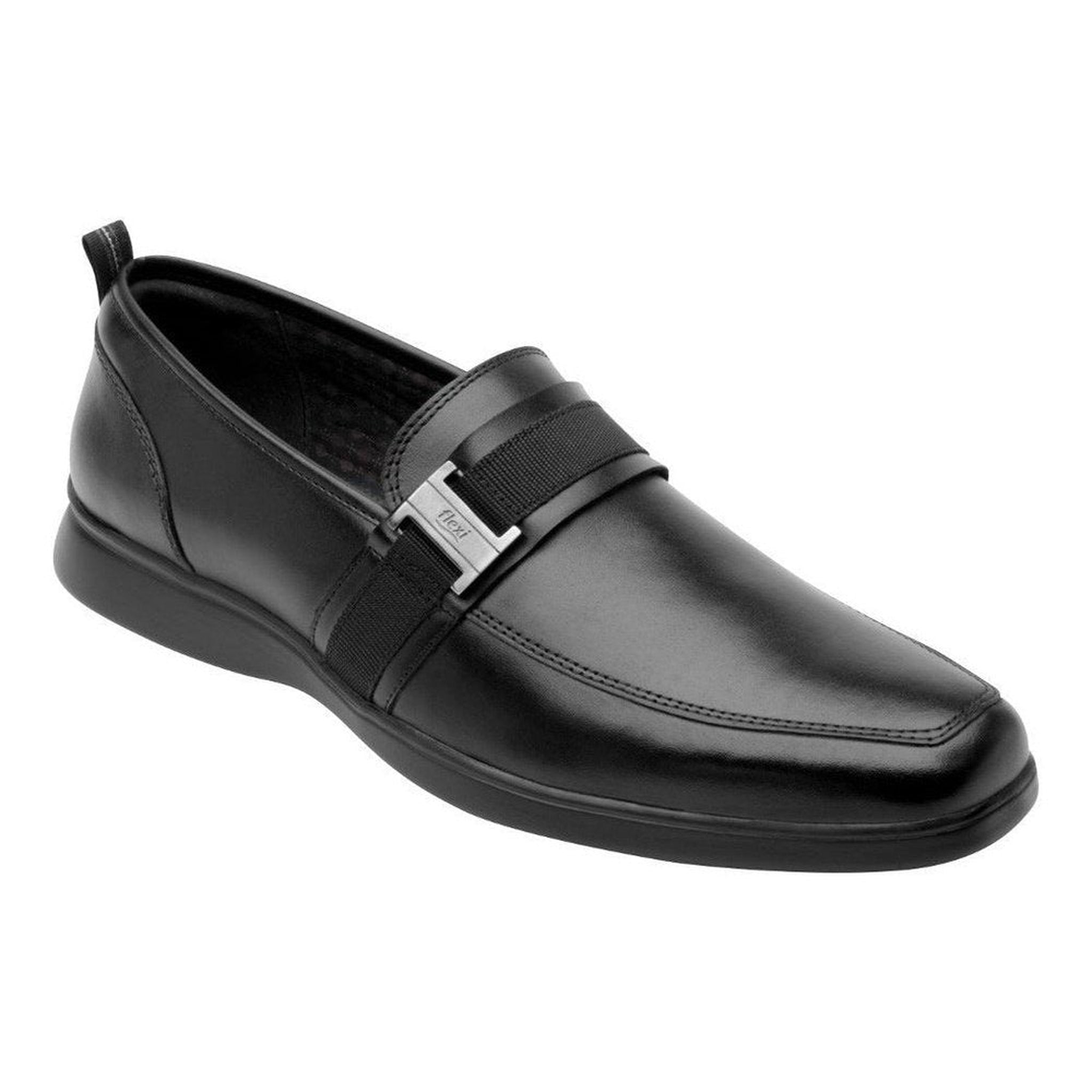 Mocasin De Vestir Hombre Flexi 409905 Negro Deta. Herraje