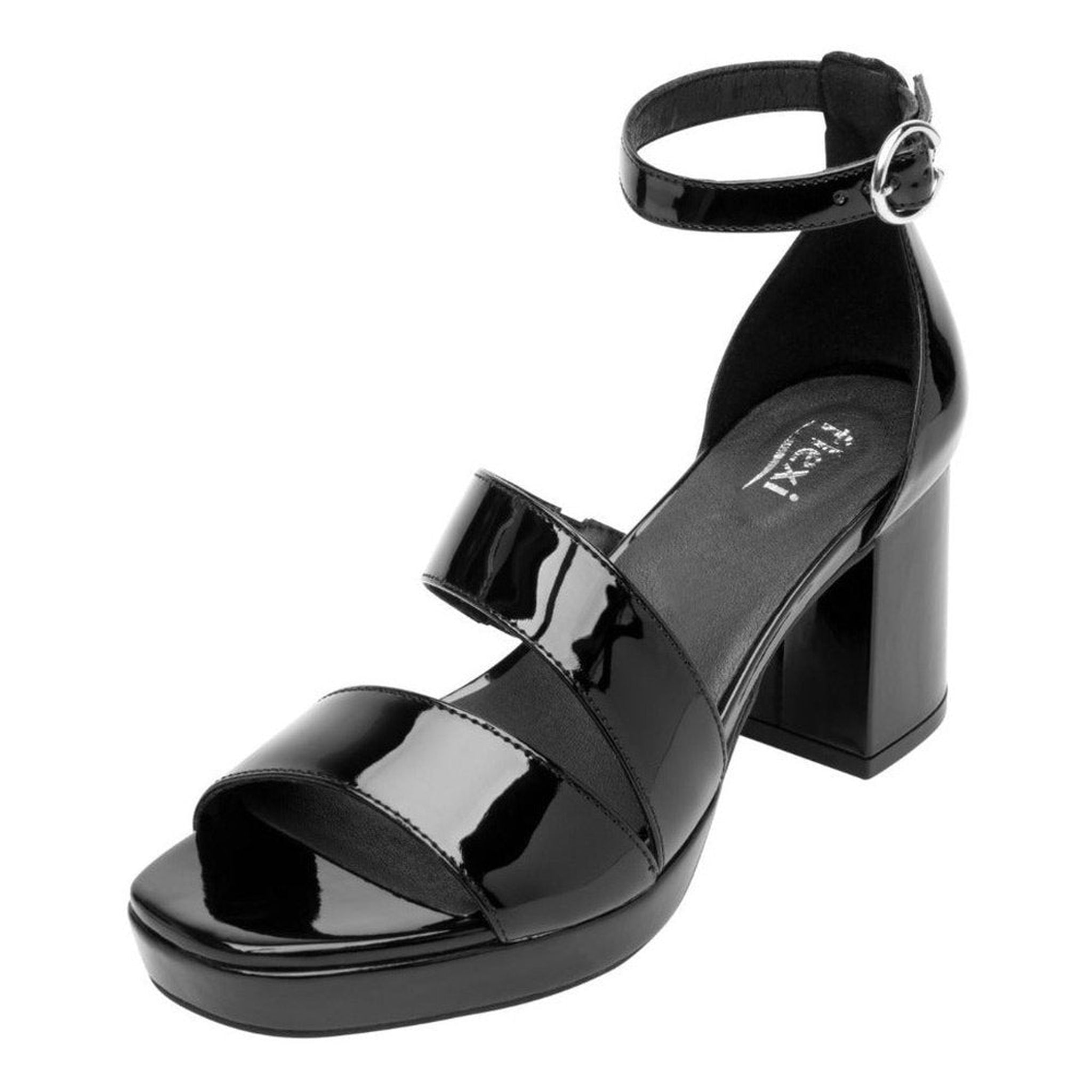 Sandalia De Mujer Con Tacón Flexi Comfort Walk 123004 Charol Negro