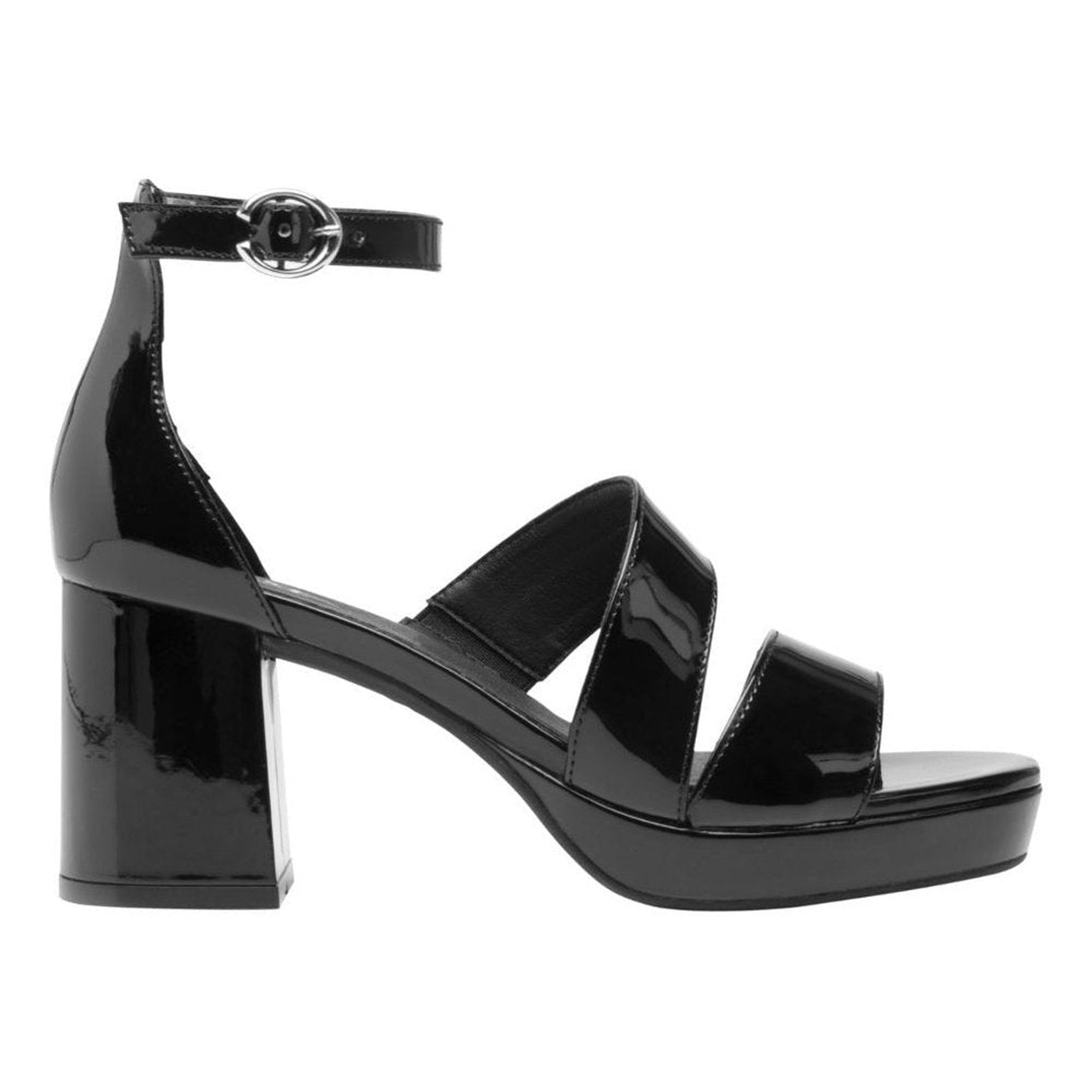 Sandalia De Mujer Con Tacón Flexi Comfort Walk 123004 Charol Negro