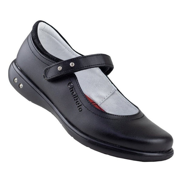 Zapato Escolar Juvenil De Piel Chabelo C23-b Negro Original