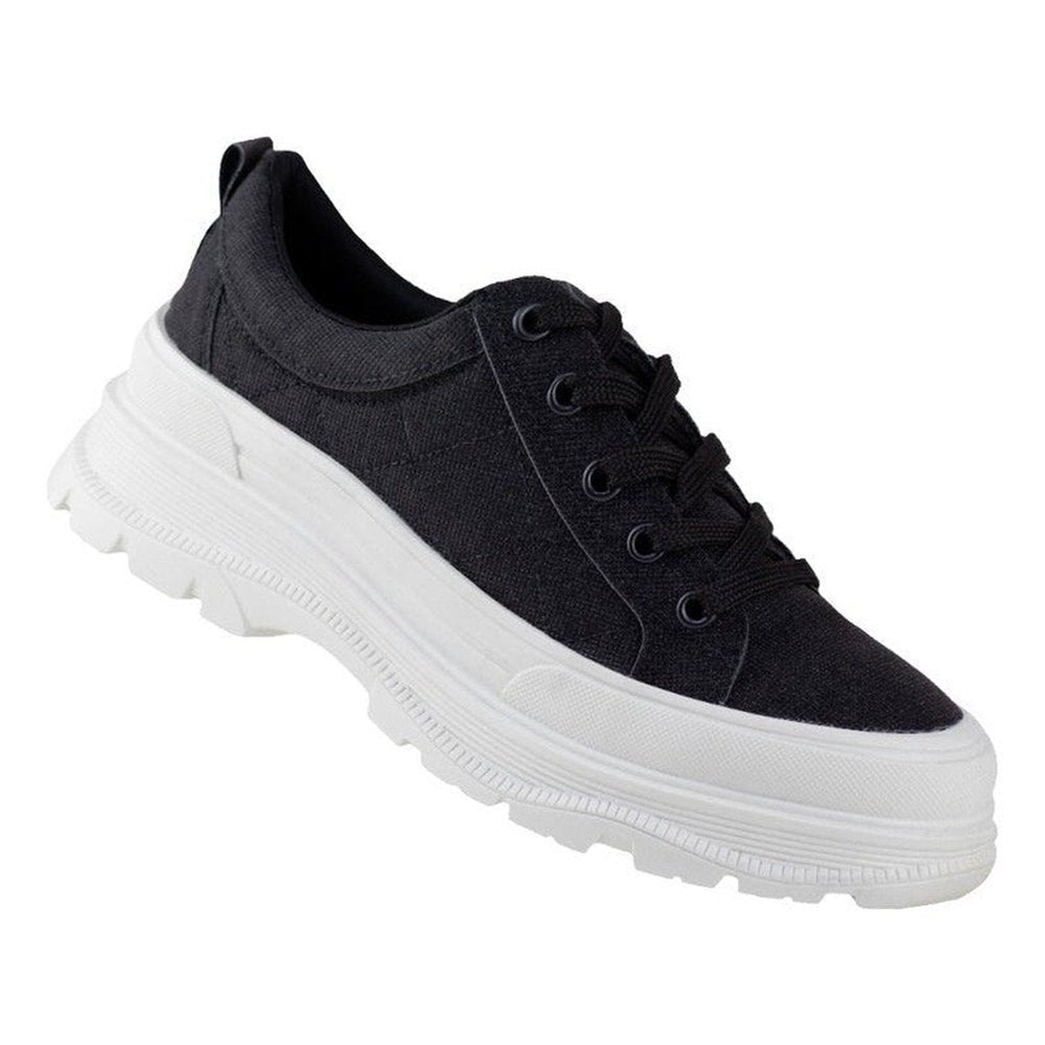 Tenis Confort Negro Urbano Capa De Ozono Tela 652001 Mujer~