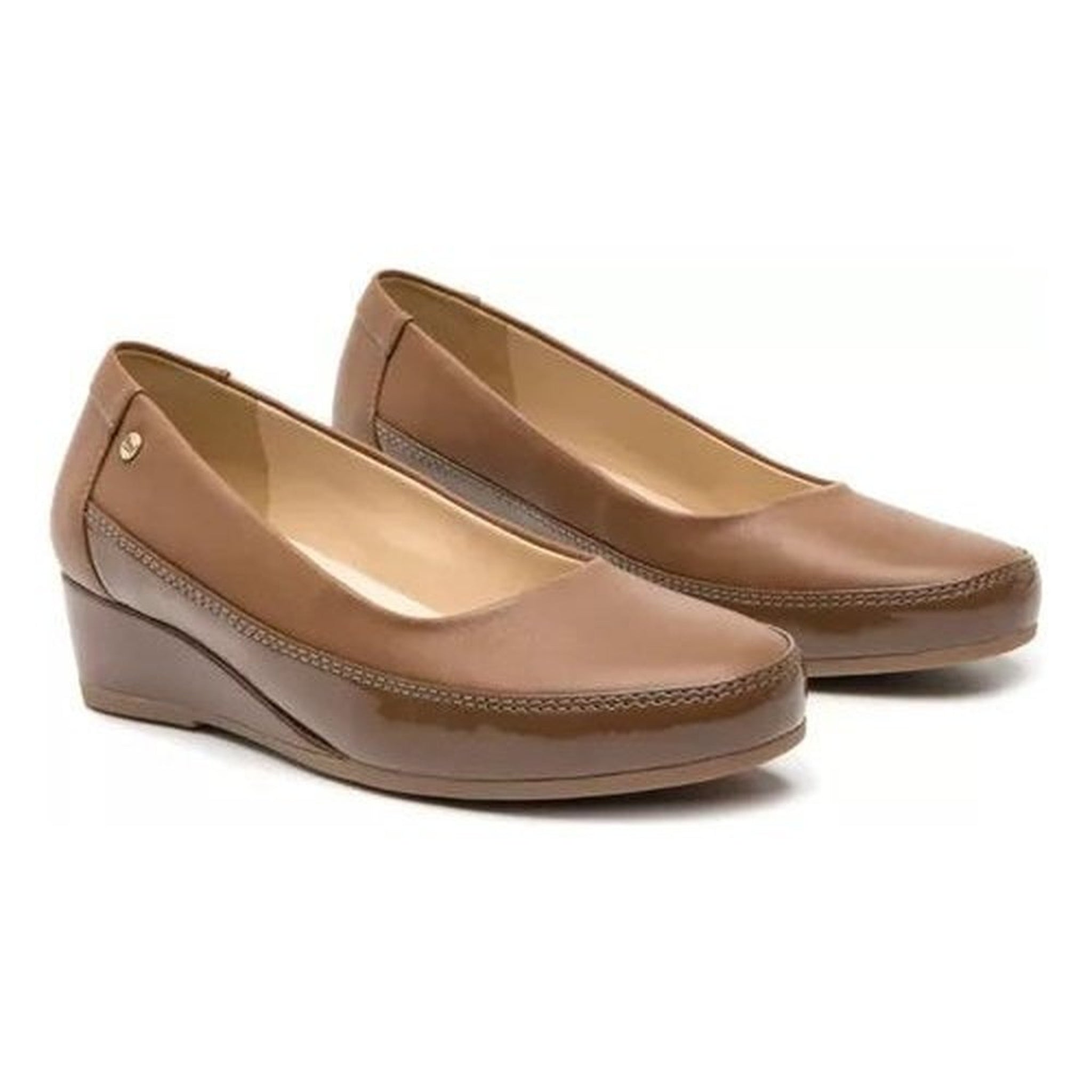 Zapato De Tacon Flexi De Mujer Tipo Flats 127001 Tan Clasico