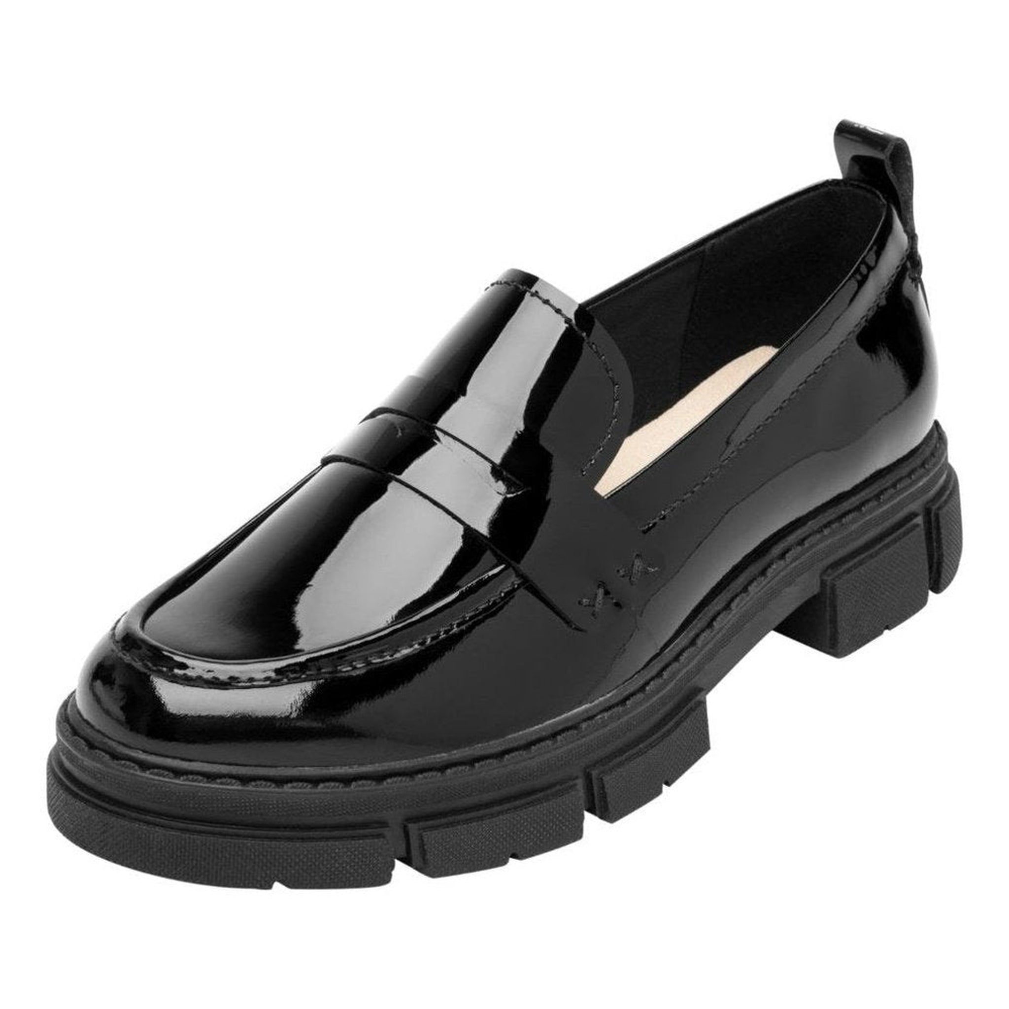 Mocasin Loafer De Charol Urbano De Mujer Flexi 124602 Negro