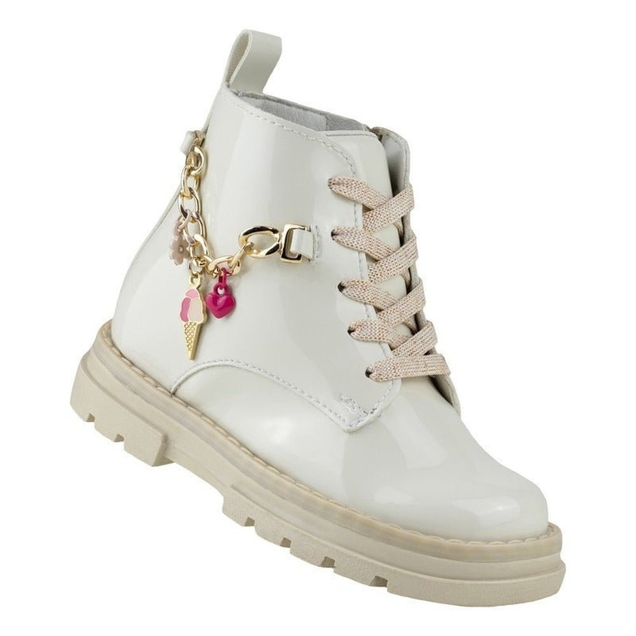 Botas Urbanas De Charol Niña Karsten Moderna 95012-a Hueso