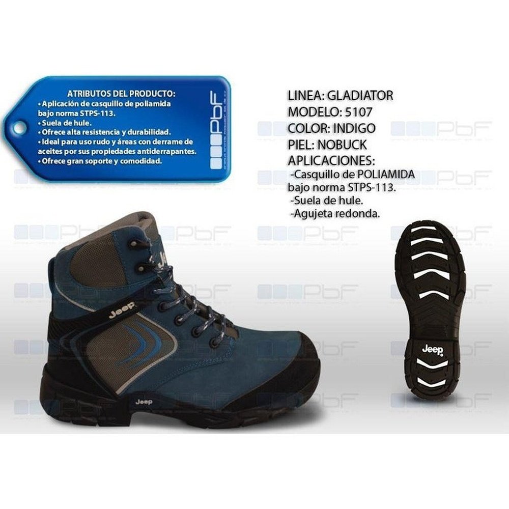 Bota Industrial Hombre Jeep Casquillo 5107 Negro Poliamida