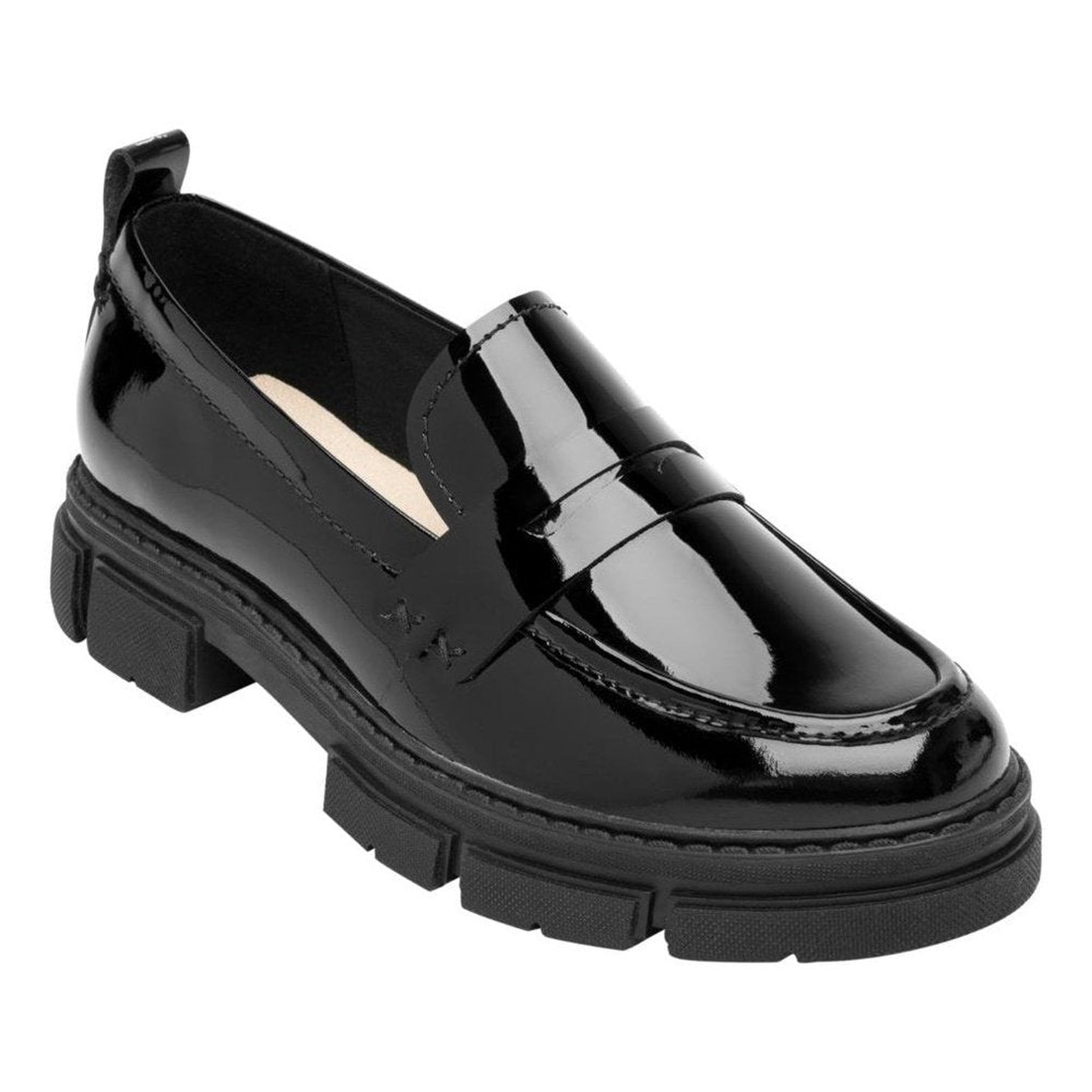 Mocasin Loafer De Charol Urbano De Mujer Flexi 124602 Negro