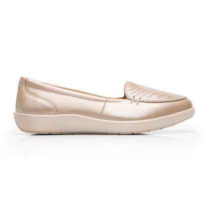 Zapato Mocasín Clásico Confort Casual Para Dama Flexi 101912 Dorado